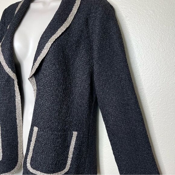 Travelers Collection Chicos Textured Crinkle Open Front Black Tan Jacket Women S - Picture 4 of 13